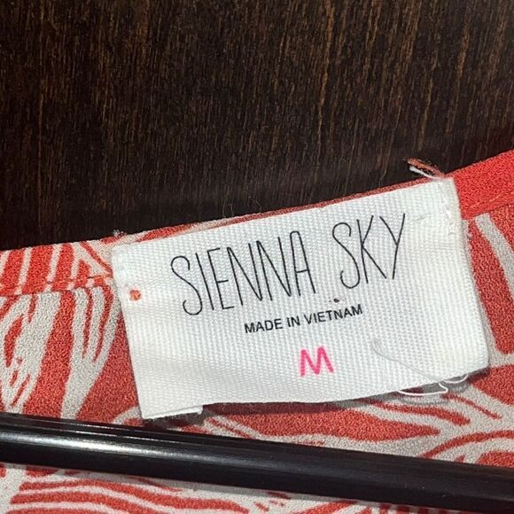 Sienna Sky Palm Leaf Orange Wide Leg Jumpsuit Medium - Picture 2 of 5